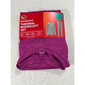 Girls Fruit of the Loom Midweight Thermal Set LG 10-12 Purple Pink Warm Layer